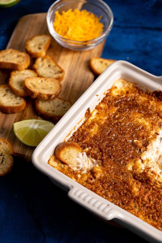 easy mild jalapeo popper dip, Serve with warm toasted crostinis for the perfect dipping vessel