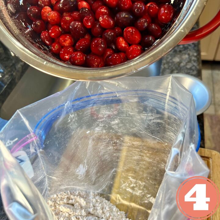 cinnamon sugar popping candied cranberries recipe, Add your cranberries into the Ziploc with the seasonings and shake to coat
