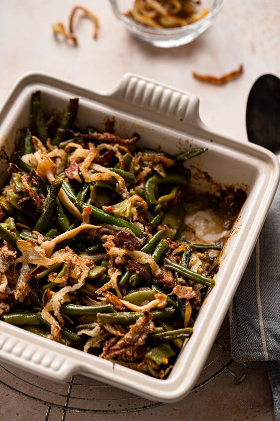 mushroom bacon green bean casserole, Forget what you thought you knew about casseroles these green beans aren t your grandmothers