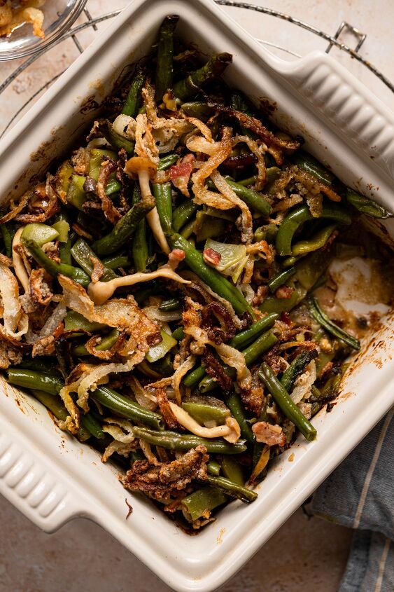 mushroom bacon green bean casserole, The shallots and butter also add so much delicious rich flavor to the dish