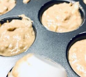 best gluten free apple streusel muffins, Adding the mixture to the muffin pan into the mixture for the apple streusel gluten free muffins