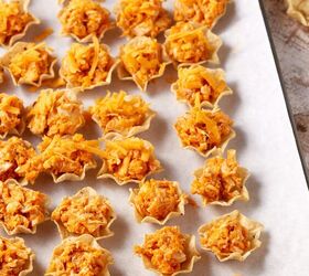 buffalo chicken bites, A pan of Buffalo chicken bites filled with chicken