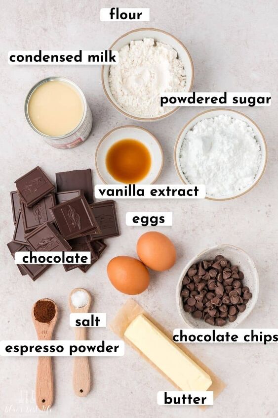 easy fudgy condensed milk brownies recipe, The ingredients for the condensed brownies