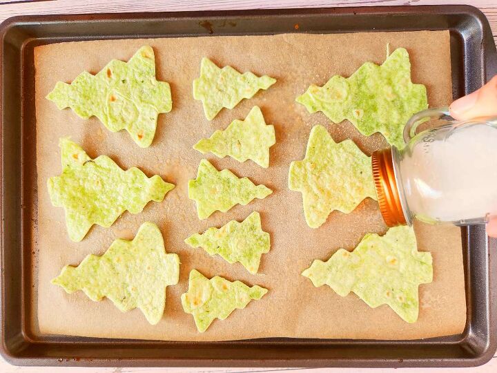cute christmas tree tortilla chips for the holidays, salted tortilla chips