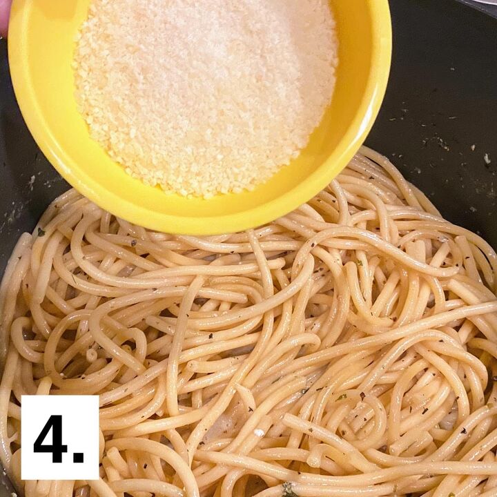 one pot lemon garlic pasta, adding cheese to lemon pasta