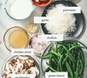 how to make green bean casserole with fresh green beans, Ingredients for green bean casserole with labels