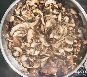 how to make green bean casserole with fresh green beans, Mushrooms cooking in a large saucepan