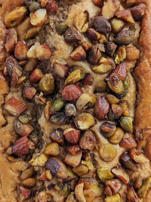 baklava banana bread protein packed oil free, Amazing protein packed Baklava Banana Bread that s oil free and added sugar free too This Baklava banana loaf uses protein powder for sweetener and sugar free honey for all the healthy amish vibes