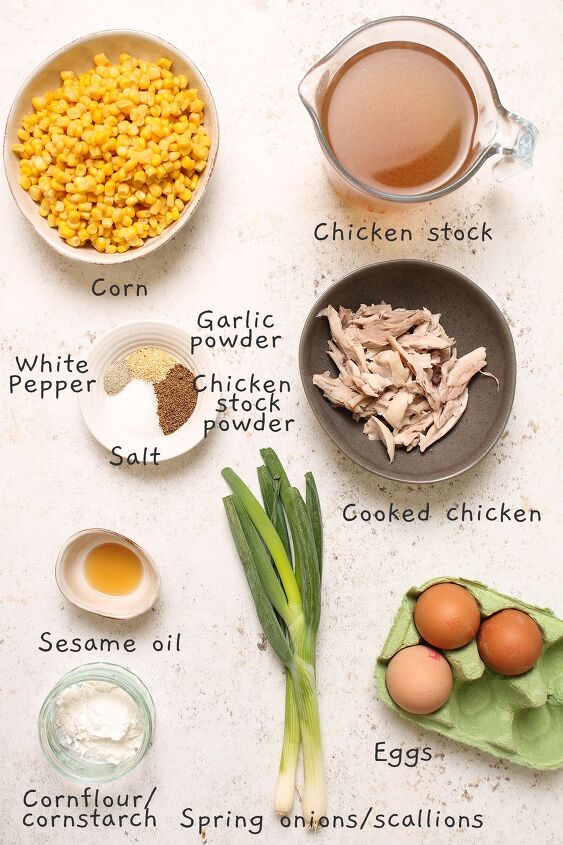 chinese chicken and sweetcorn soup, ingredients required