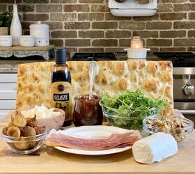prosciutto and fig flatbread, Everything you need to make Prosciutto and Fig Flatbread including Holiday Cranberry Apple Butter flatbread prosciutto dried figs goat cheese Parmesan cheese arugula and walnuts