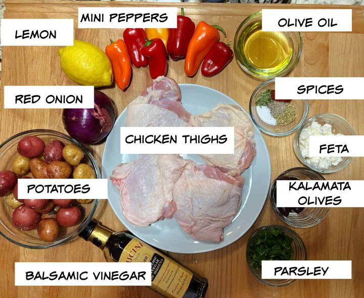 mediterranean chicken sheet pan dinner, Ingredients needed for Mediterranean sheet pan chicken
