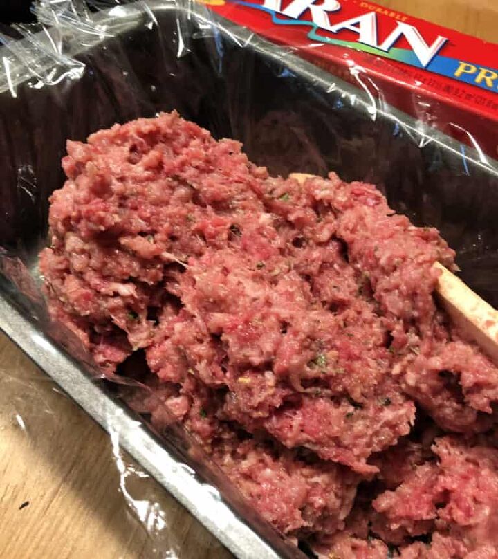 old fashioned meatloaf, in pan
