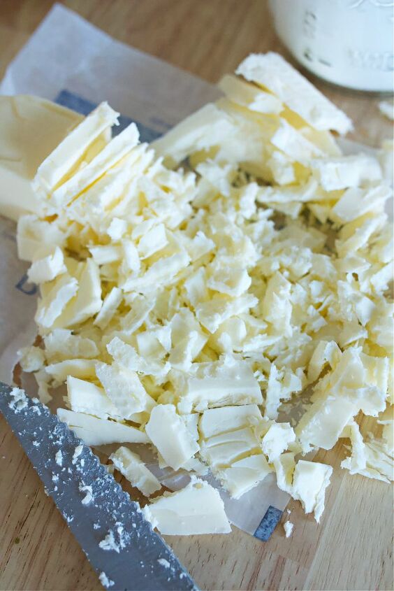 easy and quick biscuit recipe, Frozen butter chopped into pieces
