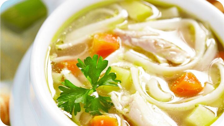 classic chicken noodle soup with a twist, bowl of classic homemade chicken noodle soup