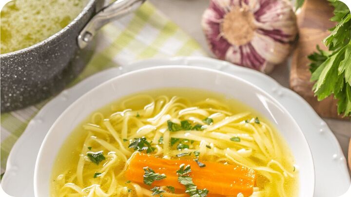classic chicken noodle soup with a twist, chicken noodle soup with just noodles and carrots