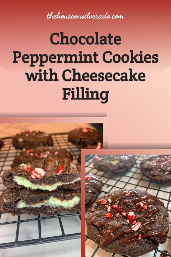 chocolate peppermint cookies with cheesecake filling