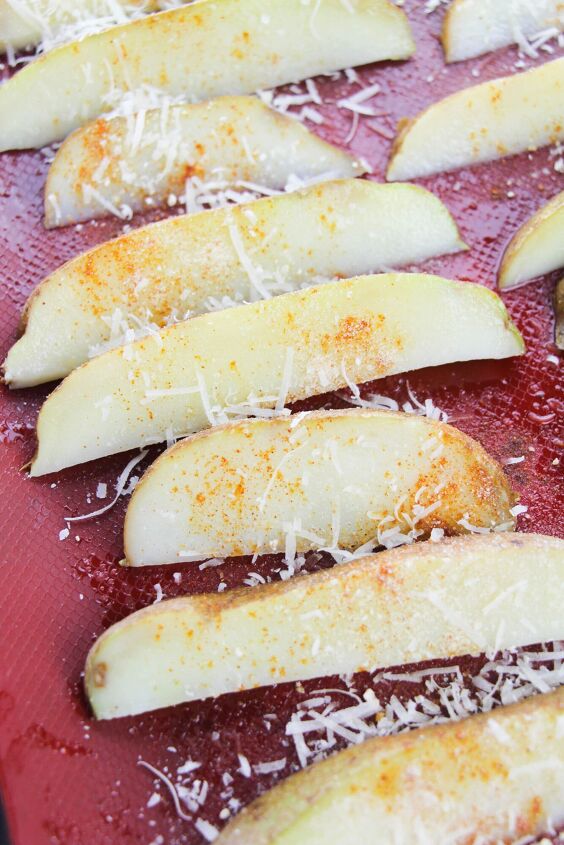 baked garlic parmesan potato wedges recipe, garlic parmesan potato wedges