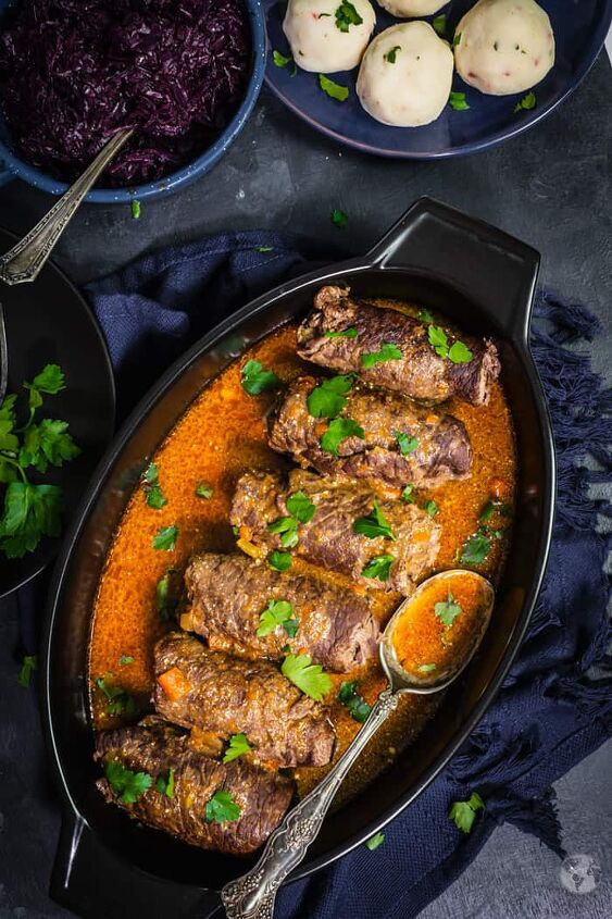 rouladen german beef roll ups instant pot and slow cooker, Stuffed beef roll ups in the pan