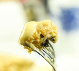 traditional spotted dick british steamed pudding, piece of Spotted Dick Pudding on a fork with Devon Custard