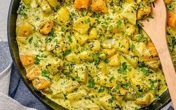 Potato, Pumpkin And Spinach In Creamy Coconut Curry Sauce