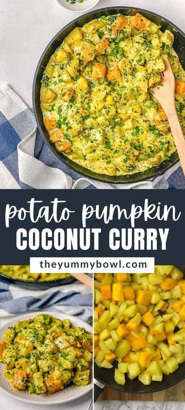 potato pumpkin and spinach in creamy coconut curry sauce, Potato pumpkin and spinach curry