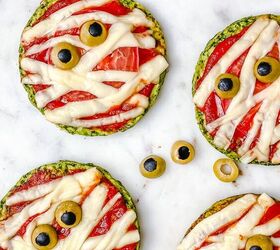 10 ghoulishly good main courses and desserts to haunt your taste buds, Healthy Halloween Mummy Pizzas Gluten Free