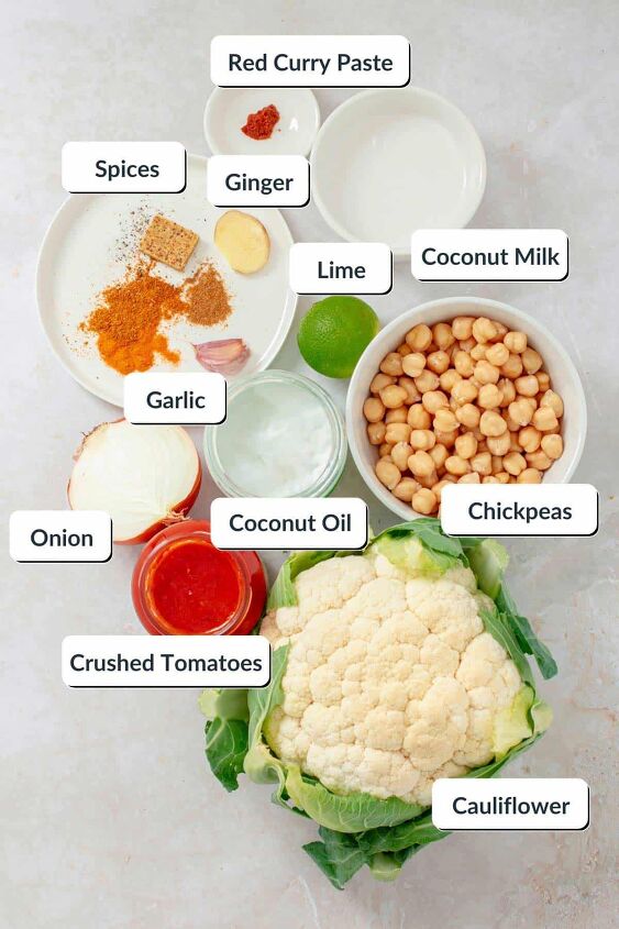 creamy vegan chickpea cauliflower curry, Ingredients for Chickpea Cauliflower Curry