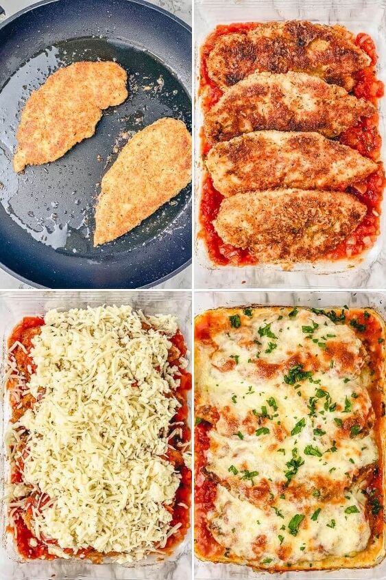 crispy chicken parmesan recipe, The best easy chicken recipe you ll ever try This chicken parmesan is made with a flavorful crispy coating and baked with homemade marinara sauce and plenty of cheese before served over spaghetti or zucchini noodles bakedchickenparmesan crispychickenparmesan glutenfreechickenparmesan ovenbakedchickenparmesan