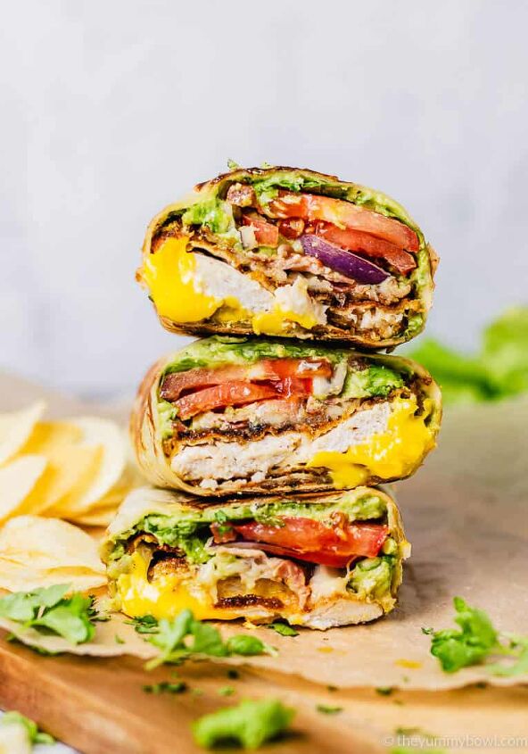 crispy chicken wrap recipe, Crispy Chicken Wrap stacked on top of each other