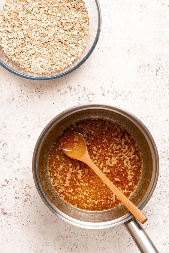 flapjacks recipe super easy delicious, Melting the butter and golden syrup