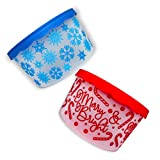 pretzel m m hugs recipe, Christmas Themed Plastic Bucket with Lids For Holiday Baked Goods Gift Giving Candy Set of 2 items 1 Snowflakes Blue 1 Candy Cane Red 4 5x8 in