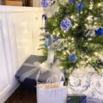 21 easy christmas cookie recipes for the non baker, blue and white wrapped gifts under my French country christmas tree