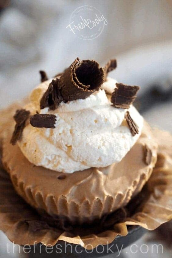 close up of a Mini Chocolate French Silk Pies