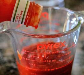old fashioned sloppy joes recipe, pouring chili sauce into pyrex