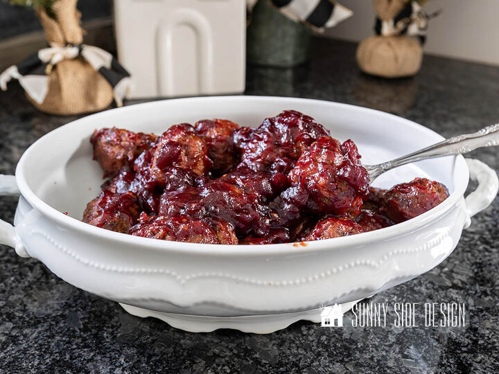 easy homemade meatball appetizer in a cranberry sauce