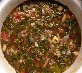 lebanese lemon lentil soup adas bi hamod, soup in a pot