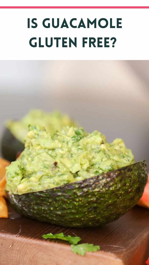 tasty guacamole recipe without tomatoes, photo of guacamole with text that says is guacamole gluten free
