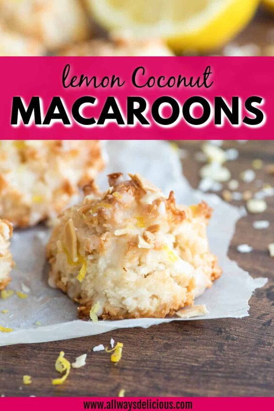 lemon coconut macaroons, Pinterest pin for lemon coconut macaroons