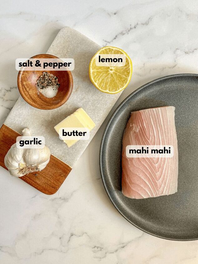 air fryer mahi mahi with garlic butter happy honey kitchen, Ingredients needed to make this recipe fish fillet lemon garlic butter salt and pepper