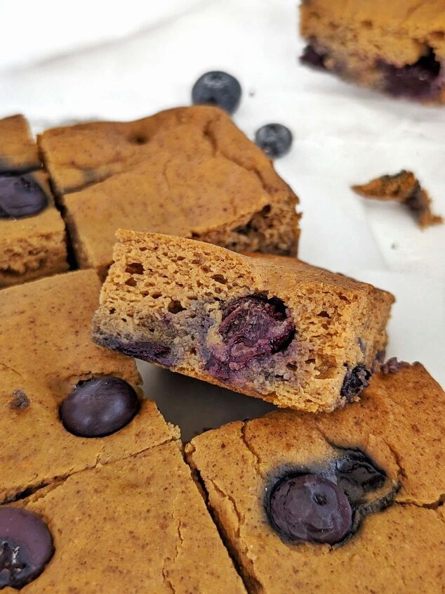 blueberry pumpkin protein bars sweet spiced amazing, Sweet and spiced Blueberry Pumpkin Protein Bars perfect for a cozy snack dessert or post workout treat Healthy blueberry pumpkin bars use protein powder for sweetener and are low sugar and low fat too