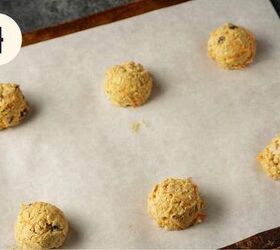 carrot cake cookies, A baking sheet with cookie dough scoops