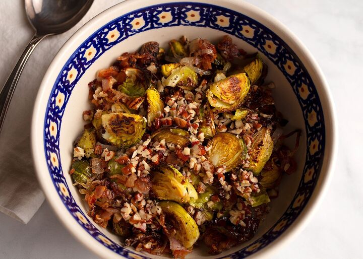 brussels sprouts with pancetta pecans, Close up of Brussels Sprouts with Pancetta Pecans