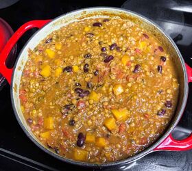 vegetarian chili dutch oven or slow cooker, Continue to simmer for about an hour