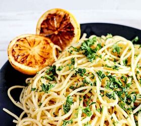 easy lemon garlic pasta pasta al limone, Pasta up close
