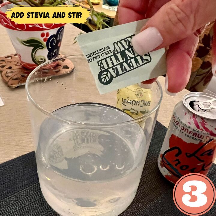 my favorite zero calorie mocktail non alcoholic, Add 3 4 packets of Stevia and stir