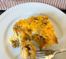 easy cheesy sausage and egg breakfast casserole make ahead in minutes, Serving of sausage egg and cheese casserole