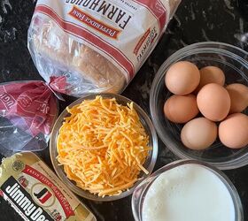 easy cheesy sausage and egg breakfast casserole make ahead in minutes, Ingredients for sausage and egg casserole