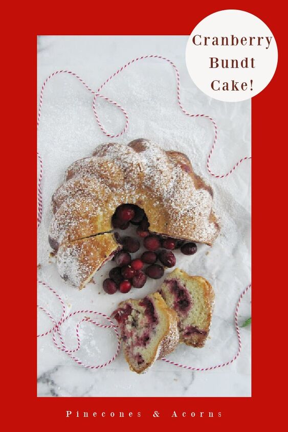 cranberry bundt cake, Pinterest pin cranberry swirl bundt cake sliced