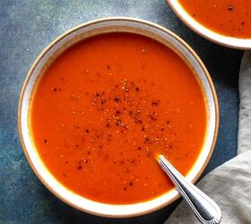spicy tomato soup, spicy tomato soup in a bowl with a spoon