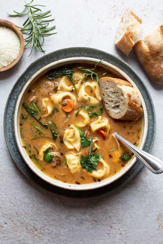 tortellini soup with sausage, tortellini soup with fresh rosemary